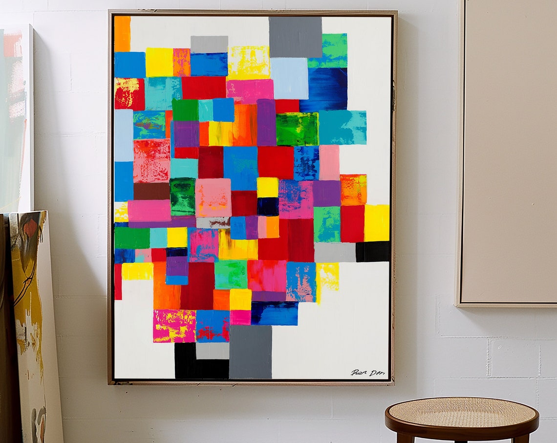 Colorful Mosaic Squares Joyful Geometric Modern Abstract Wall Art - Image 6
