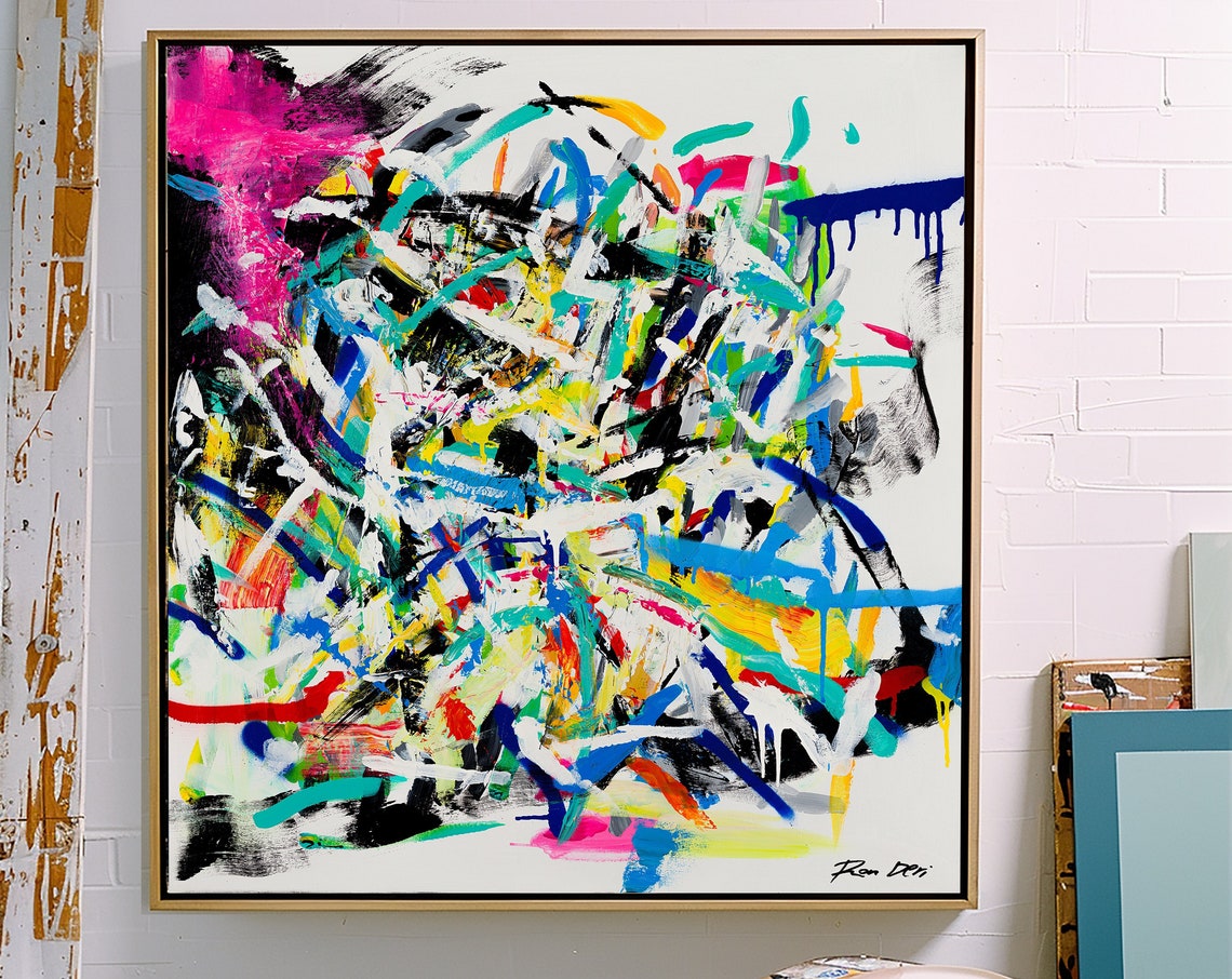Magenta Pink Explosive Bold Brushstroke Energy Modern Art Poster