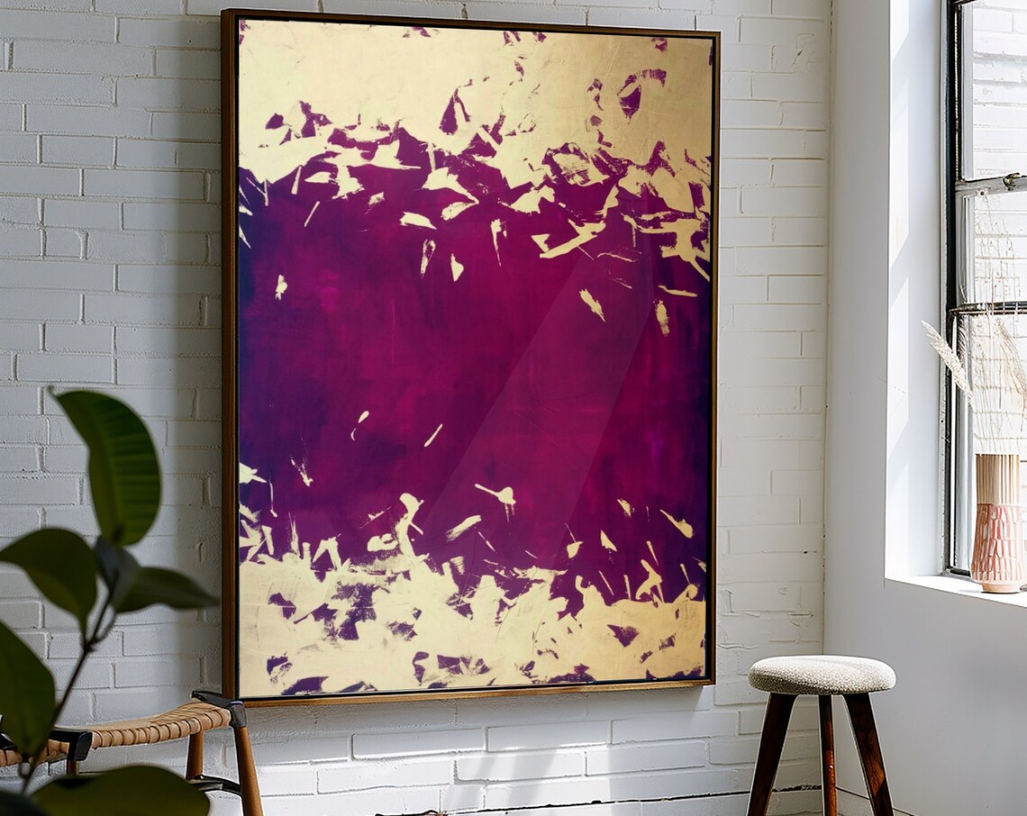 Gold Leaf Purple Abstract Wall Art Print, Large