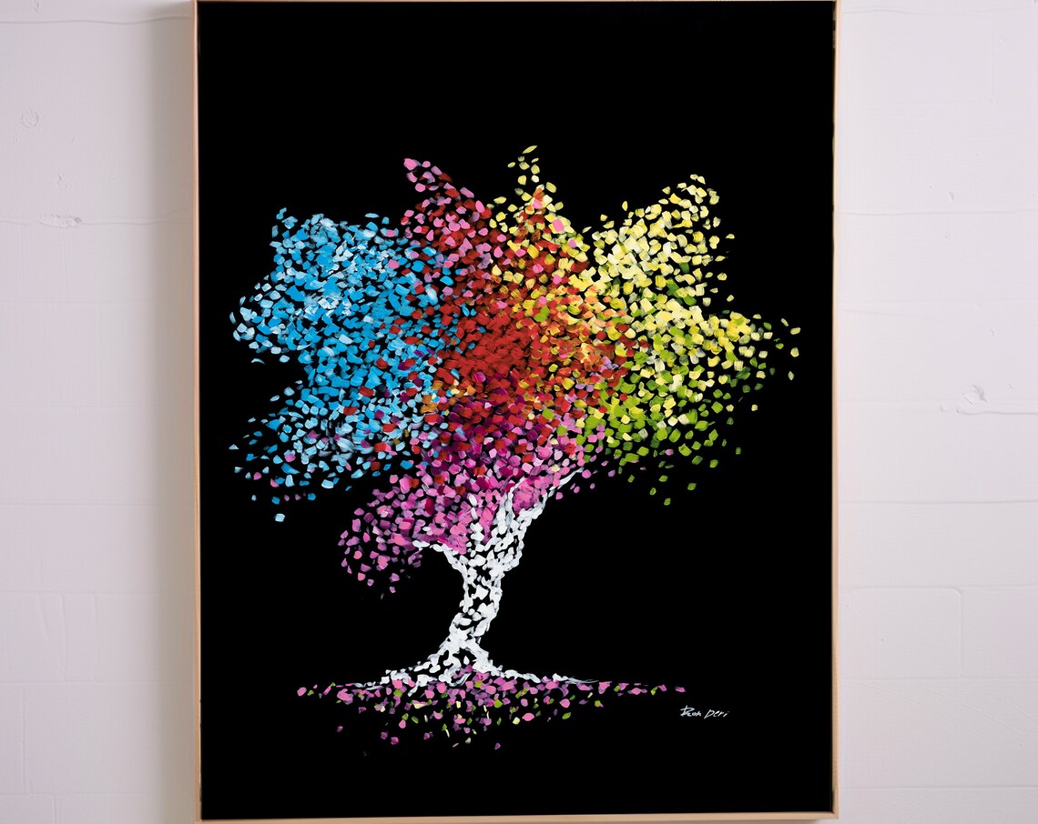 Tree Of Life Kabbalah Large Black Abstract Painting Tree Of Life Prints Extra Large Wall Art Tree Of Life Wall Art Above Bed Art Decor - Image 3