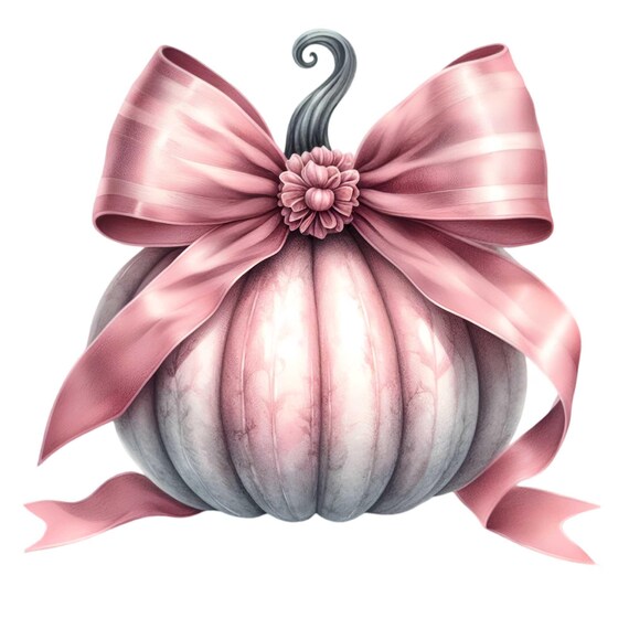 Elegant Pink Satin Bow Pumpkin Soft Pastel Autumn Decor Poster