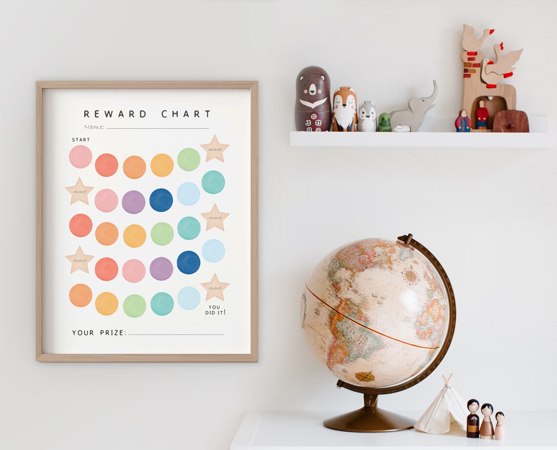 Rainbow Reward Chart, Toddler Routine Art Print - Image 3