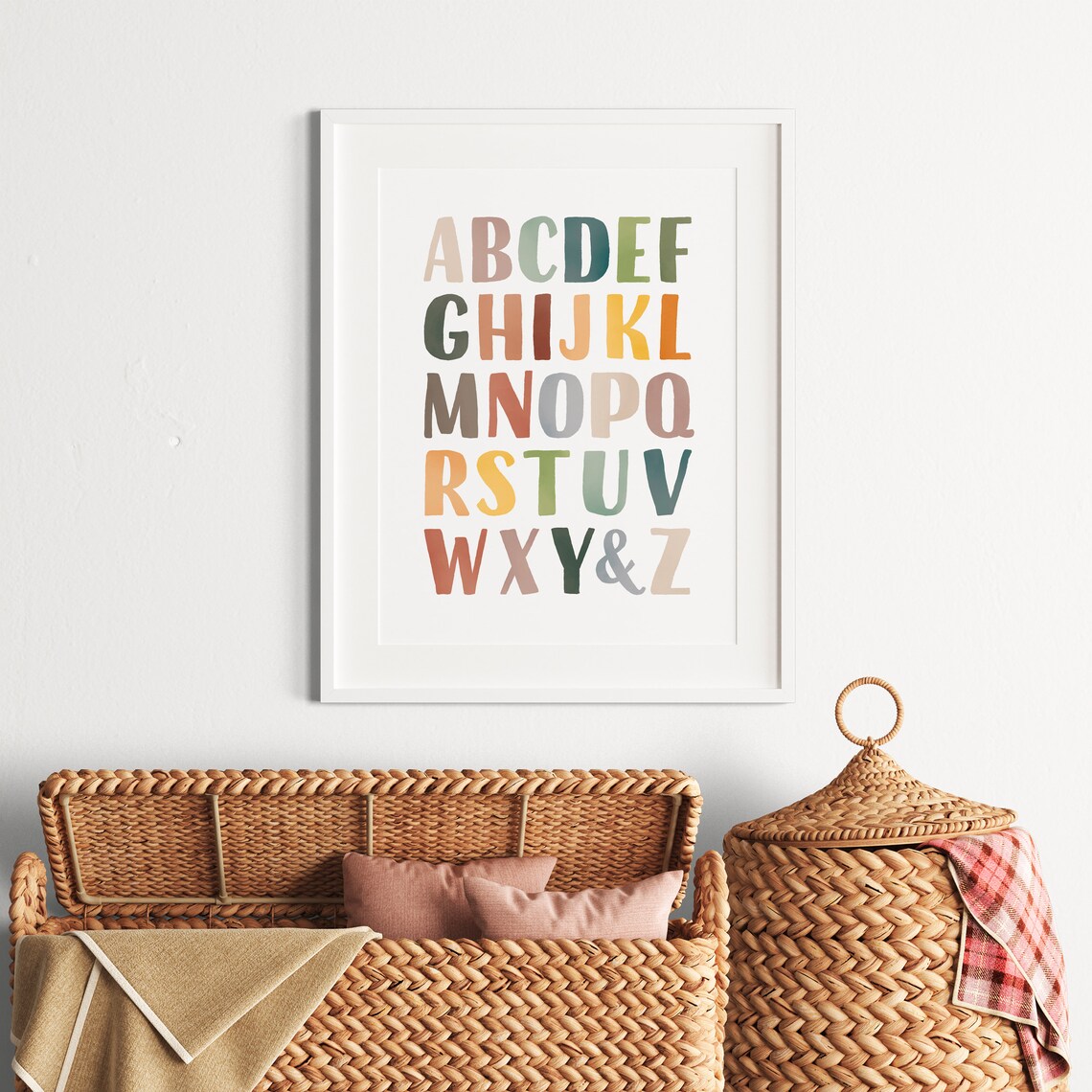 Rainbow Alphabet Poster, Nursery Educational Art Print