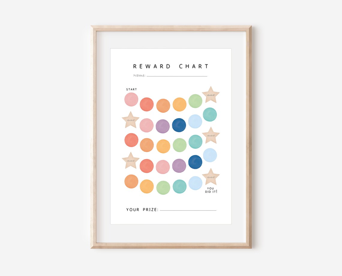 Rainbow Reward Chart, Toddler Routine Art Print