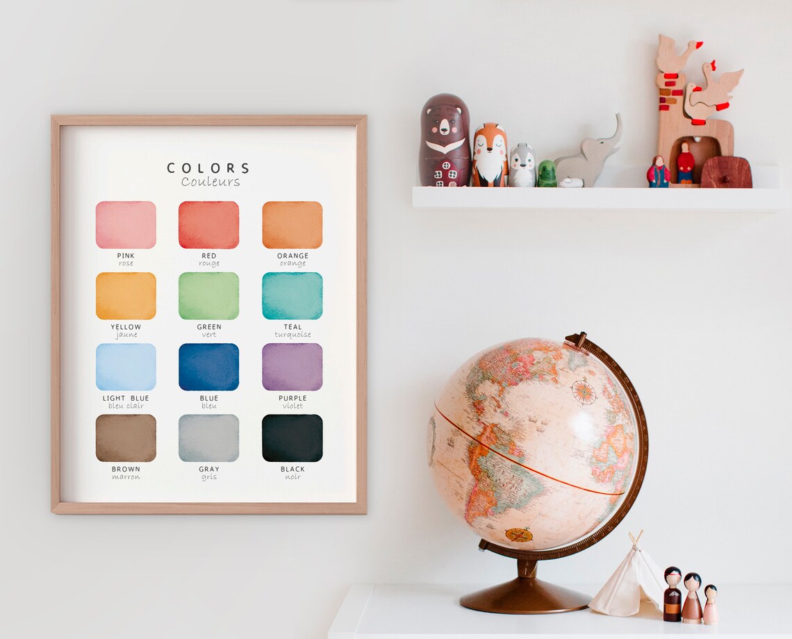 Bilingual French Learning Poster, Classroom Wall Art Print - Image 4