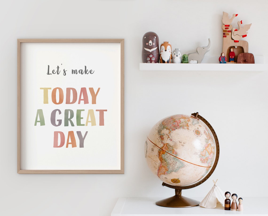 Let's Make Today a Great Day Rainbow Playroom Quote Wall Poster - Image 2