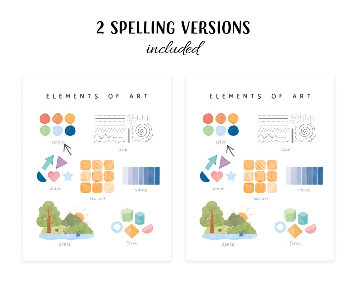 Elements Of Art Watercolor Classroom Educational Poster For Kids - Image 3