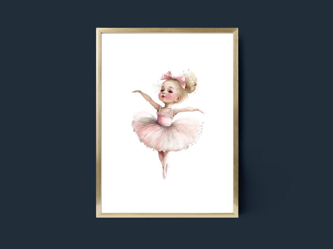 Little Ballerina in a Pink Tutu with a Bow Girls Room Nursery Poster - Image 4