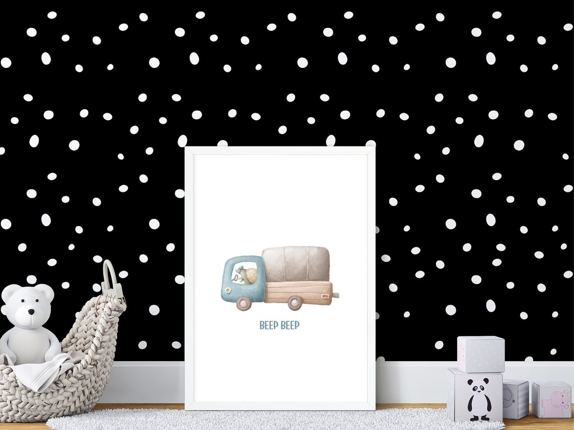 Nursery Watercolour Truck Art Boys Room Truck Art Print Transportation Decor Blue Truck Print Turtle Baby Room Decor Animal Art - Image 2
