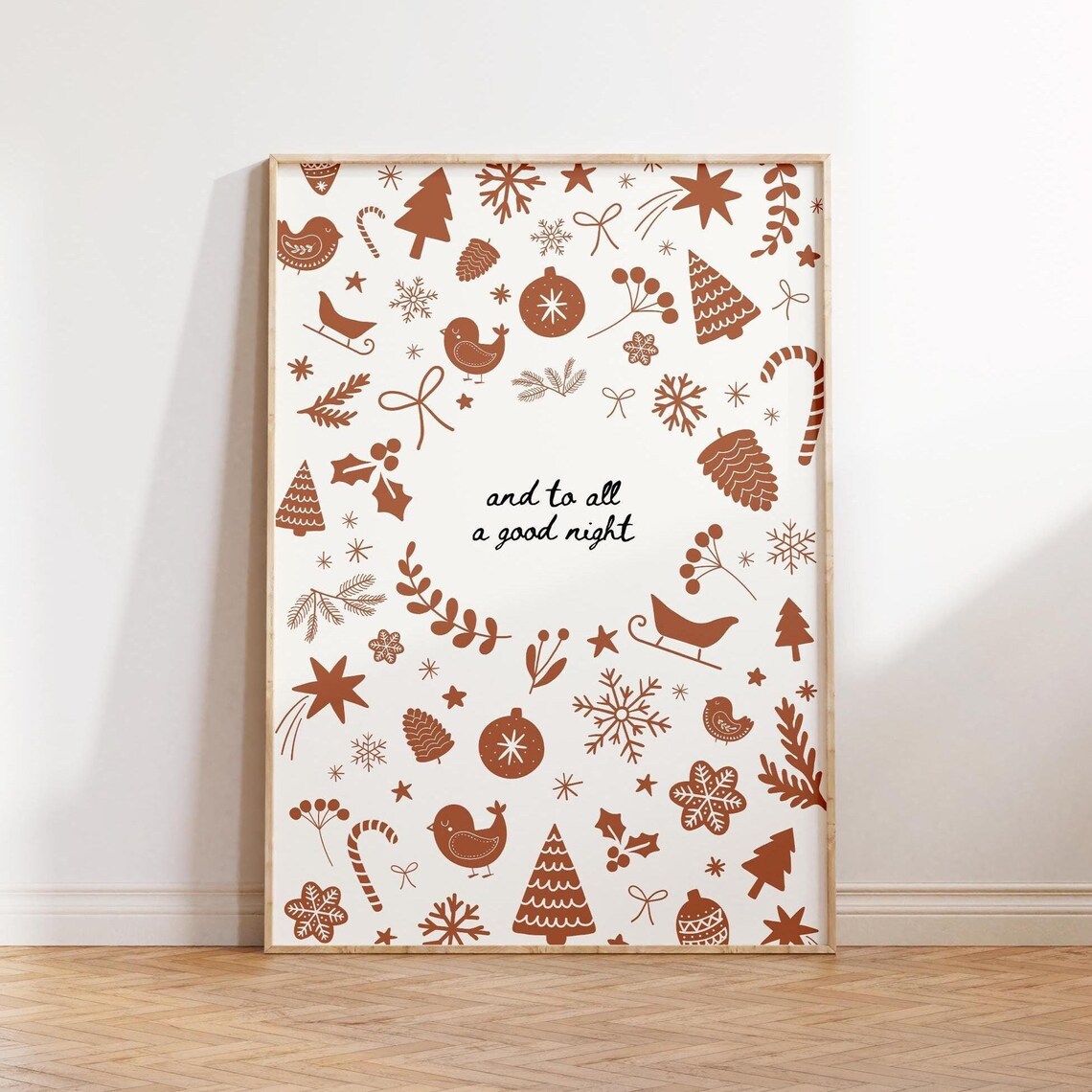 And To All A Good Night Terracotta Christmas Icons Art Poster - Image 2