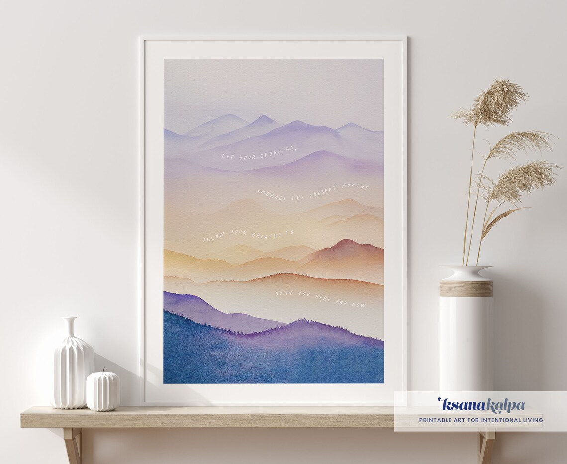 Let Your Story Go Pastel Mountain Layers Breath Mindfulness Poster - Image 4