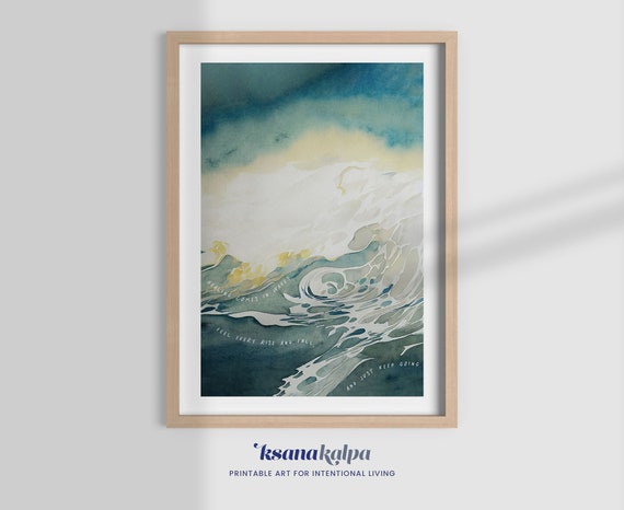 Healing Comes In Waves Watercolor Therapy Office Art Print