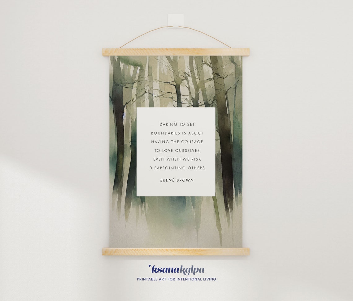 Daring to Set Boundaries Brene Brown Forest Quote Card Poster - Image 3