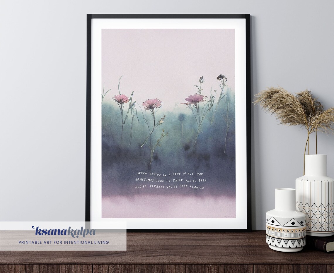 You Are Planted Quote Art Print, Watercolor Therapy Decor - Image 3