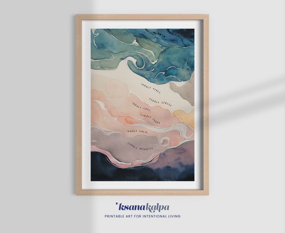 Inhale Exhale Sequence Watercolor Prints, Office Decor