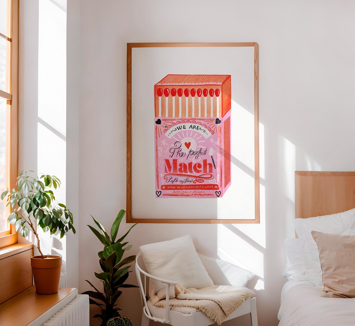 Perfect Match Pink Matchbox Vintage Poster Print