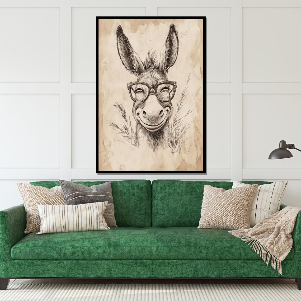 Smiling Donkey Wearing Glasses Funny Pencil Sketch Vintage Print - Image 5