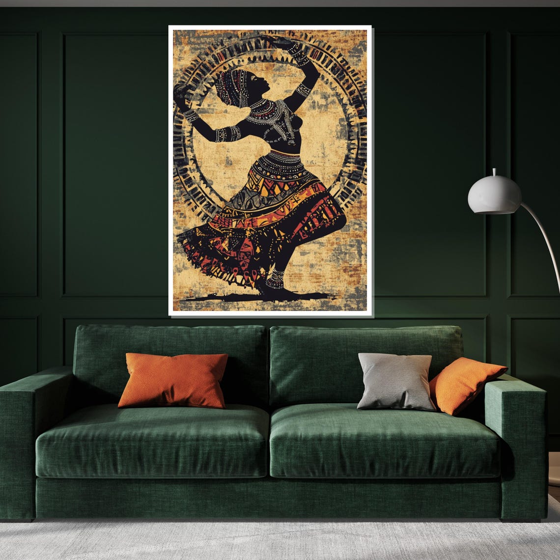Tribal Dancer Silhouette Golden Textured Ethnic Motion Art Poster - Image 3
