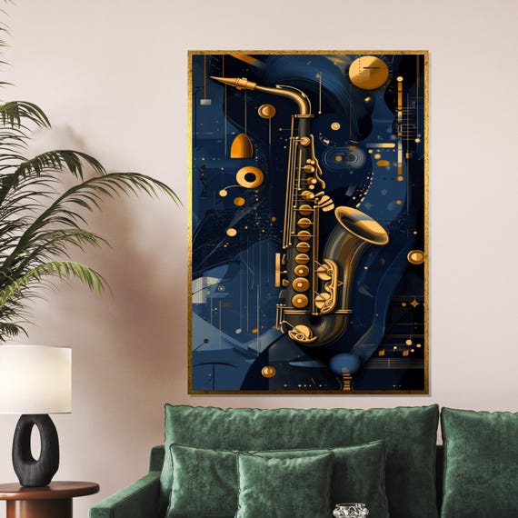 Abstract Saxophone Jazz Instrument Art Music Wall Print Wall Art Design Ready To Hang Decoration