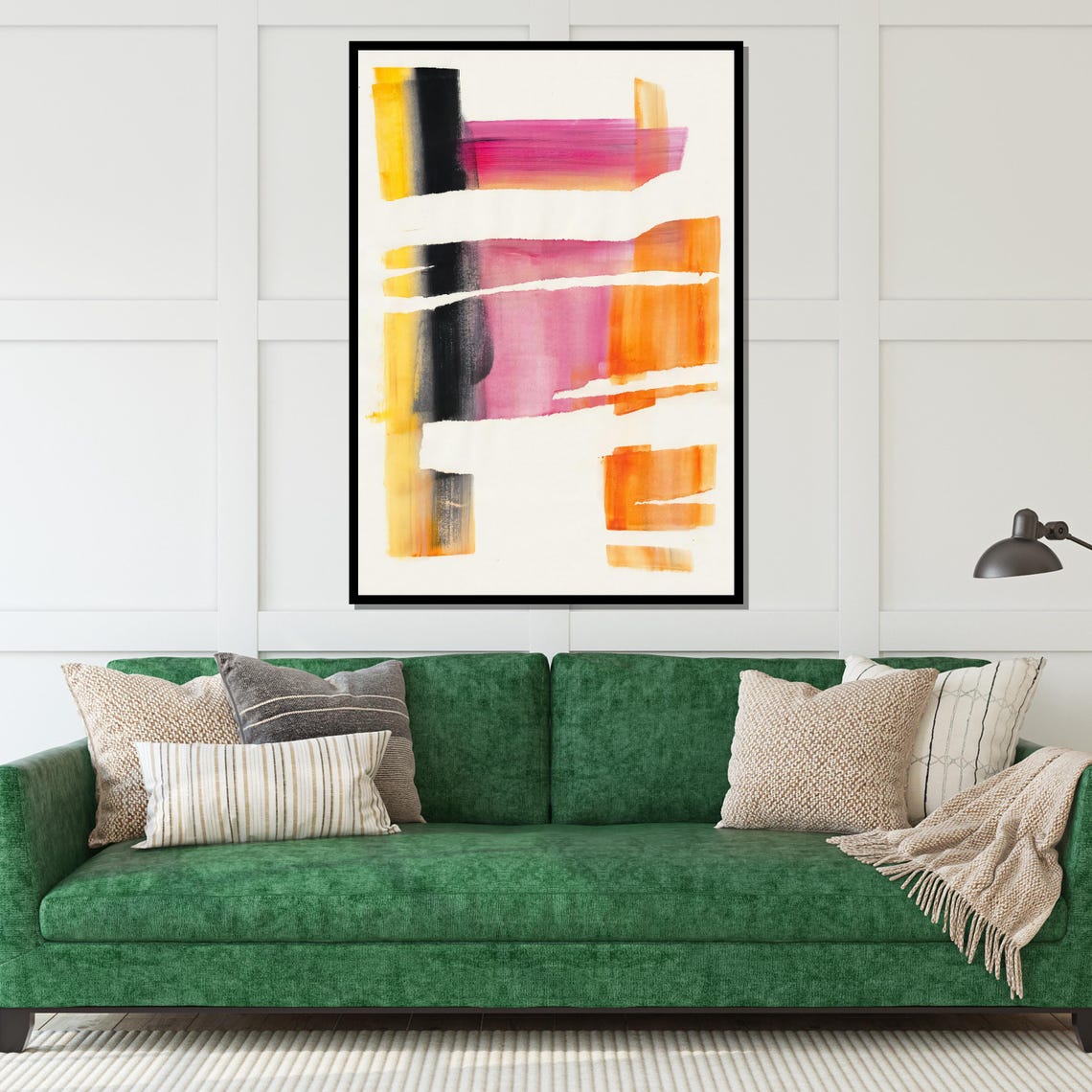 Sunset Brush Stroke Bands Pink Orange Modern Abstract Poster - Image 4