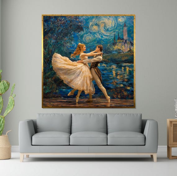 Elegant Dance Romantic Ballet Wall Art Starry Night Background Print Wall Art Design Ready To Hang Decoration