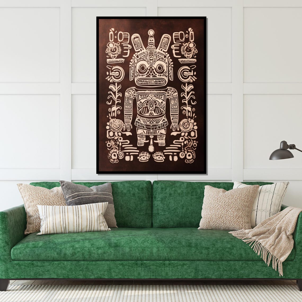 Tribal Wooden Mask Intricate White Relief Ethnic Decor Poster - Image 5