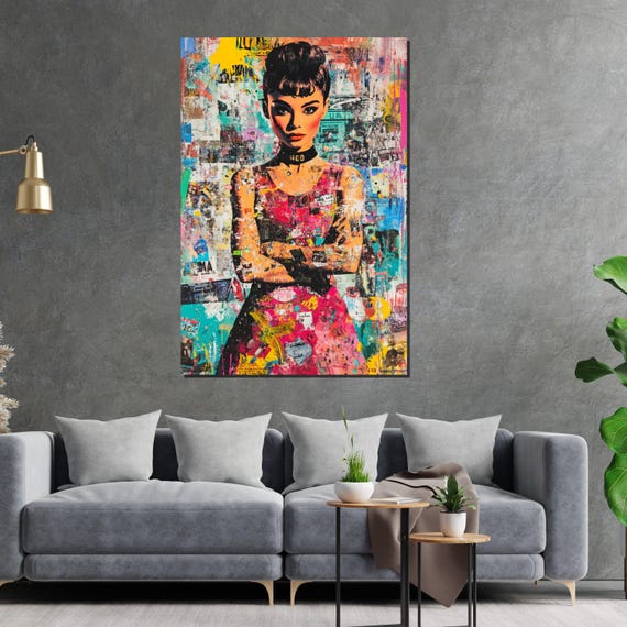 Pop Art Woman Colorful Pop Art Poster Street Art Wall Art Modern Design Fashion Portrait Ready To Hang Decoration