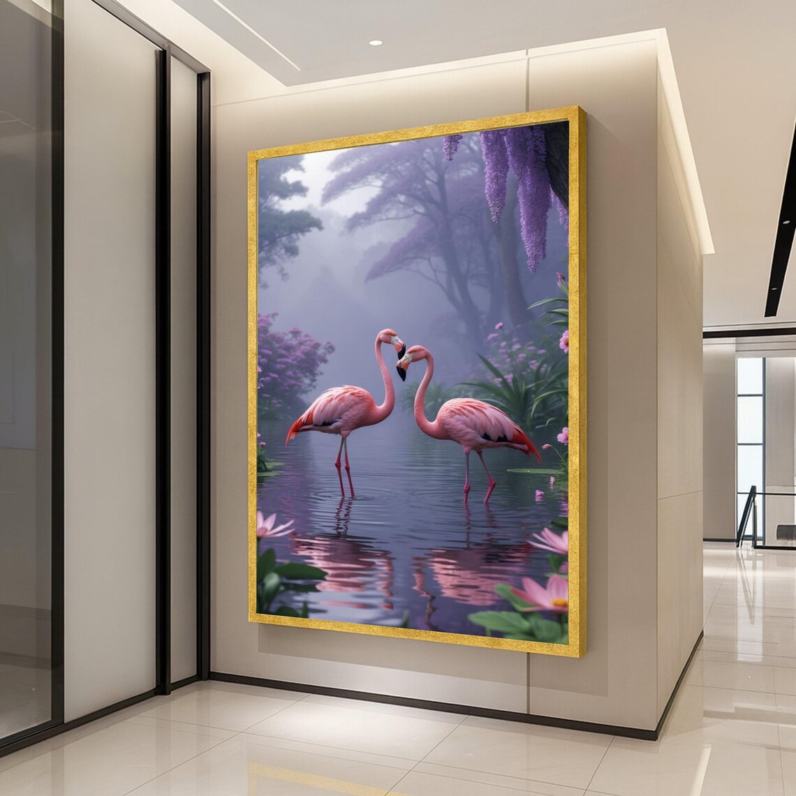 Romantic Flamingos Poster, Nursery Decor