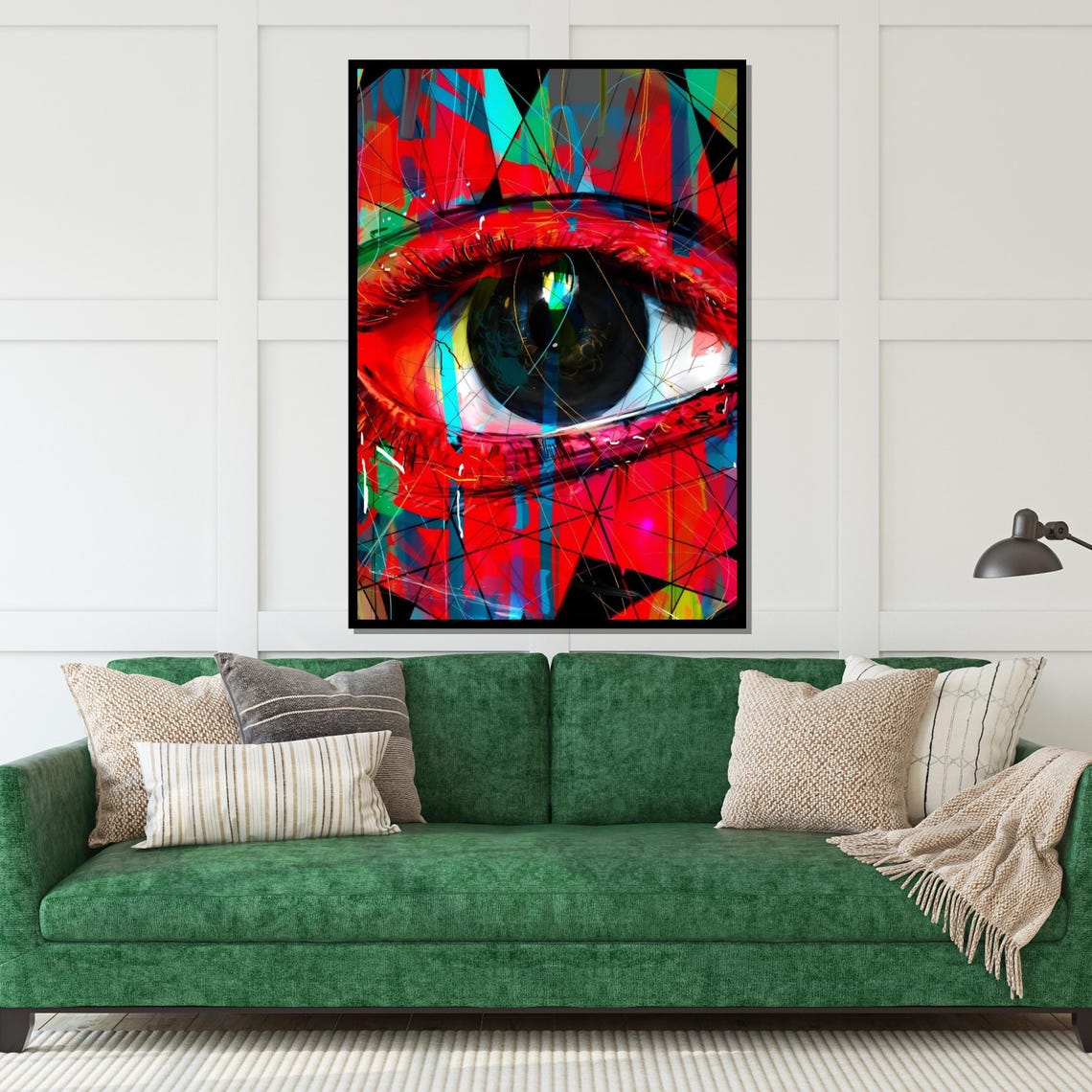 Vibrant Abstract Eye Close Up Red Blue Graffiti Geometric Art Poster - Image 5