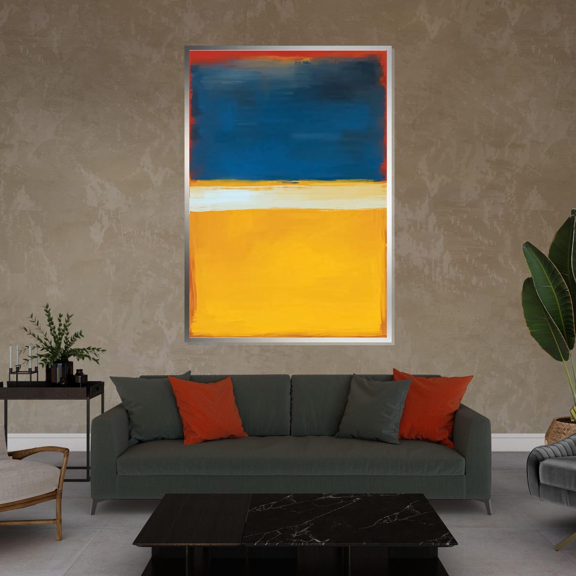 Vivid Abstract Sunset Horizon Deep Blue Yellow Art Block Poster - Image 4