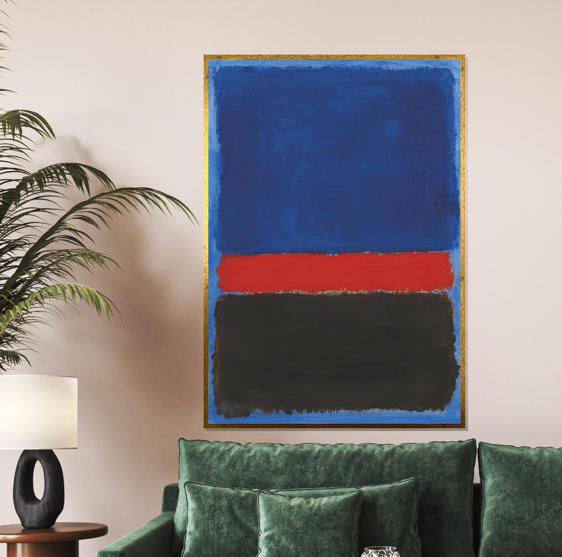 Bold Blue Red and Black Color Block Abstract Modern Art Poster