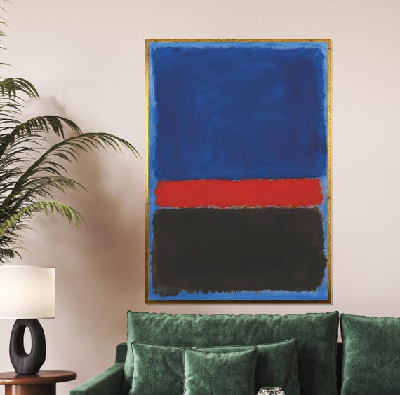 Abstract Rothko Style Blue Red Black Art Modern Minimalist Wall Decor Large Print Wall Art Design Ready To Hang
