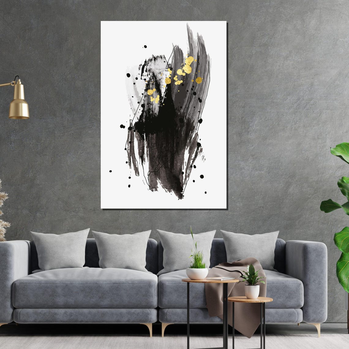 Black Ink Splash Gold Accents Dynamic Modern Abstract Poster - Image 5
