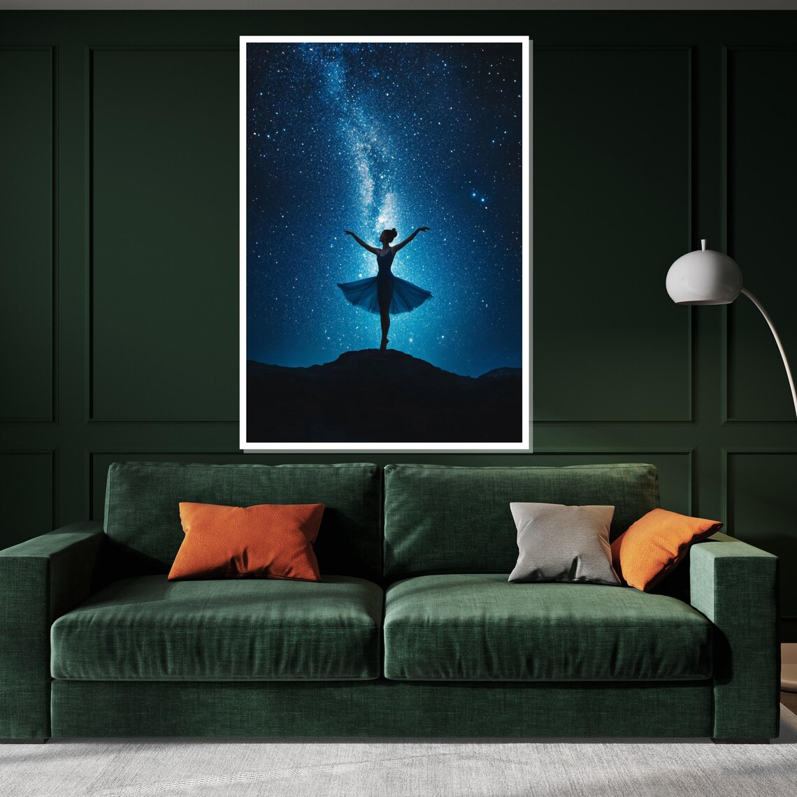 Ballerina Silhouette Dancing Under the Milky Way Night Sky Poster - Image 3