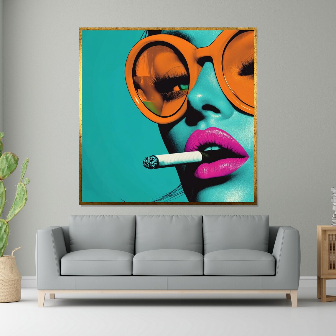 Chic Neon Pop Art Woman With Sunglasses Bold Retro Style Poster
