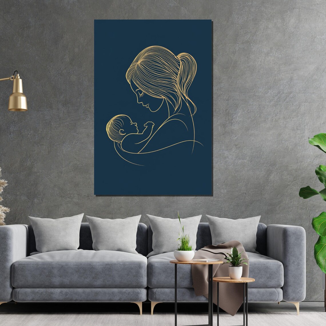 Mother And Child Line Art Motherhood Wall Art Family Love Print Wall Art Design Ready To Hang Decoration - Image 2