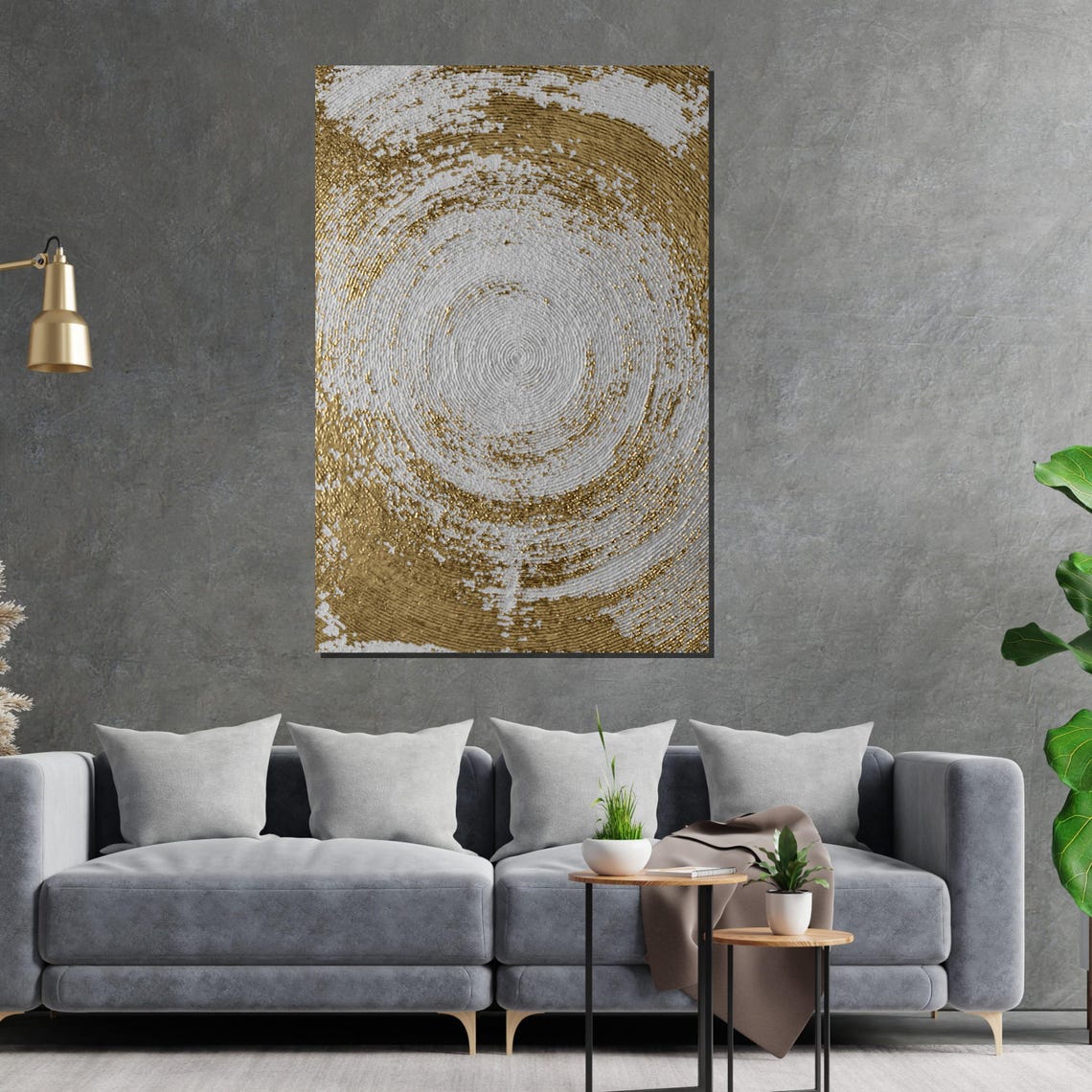 Gold Swirl Concentric Circles Metallic Texture Modern Poster - Image 5