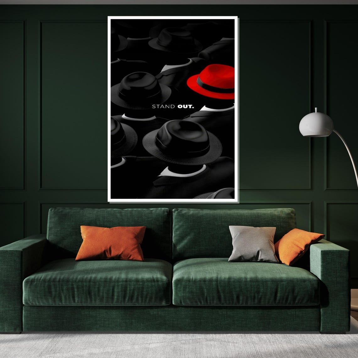 Stand Out One Red Hat Among Black Hats Motivational Wall Poster - Image 2