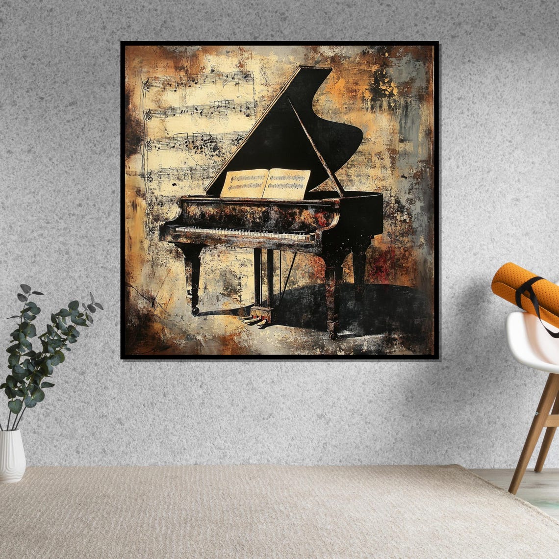 Vintage Grand Piano Sheet Music Sepia Elegant Classical Art Poster - Image 5