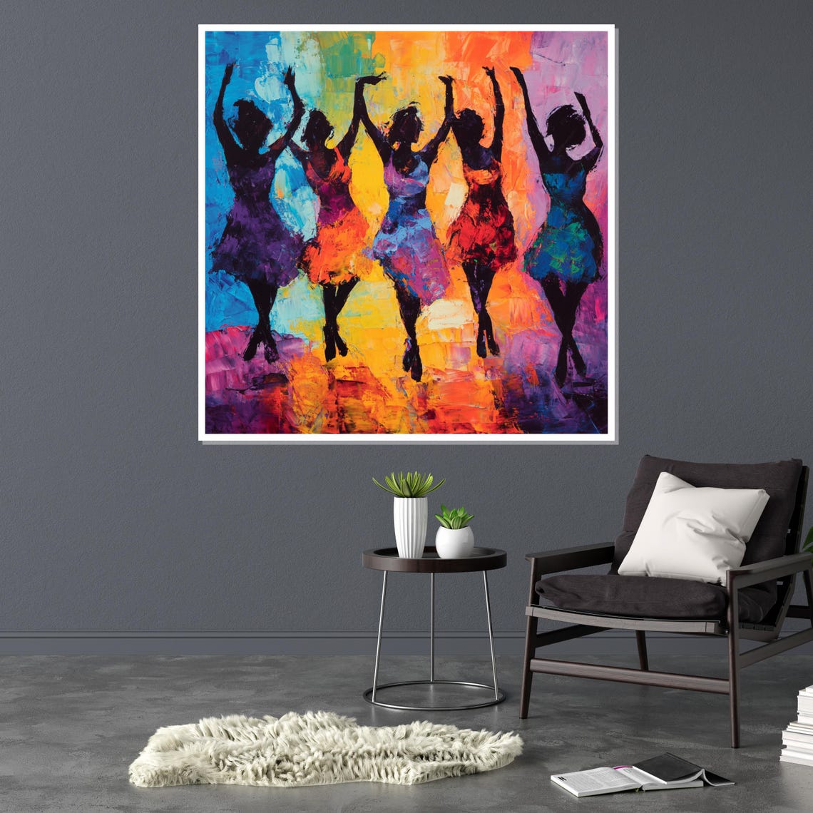 Joyful Dancers Rainbow Colorful Silhouette Celebration Poster - Image 5
