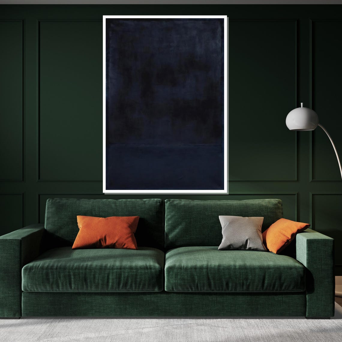 Dark Navy Blue Monochrome Abstract Painting Moody Art Poster - Image 3