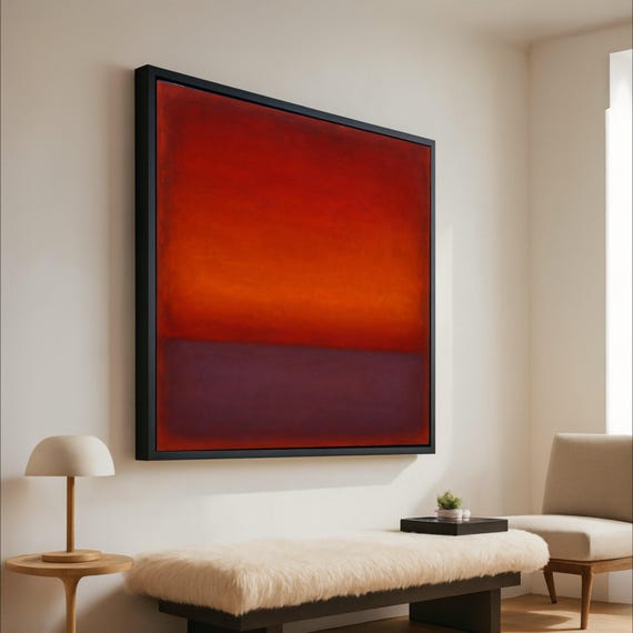 Mark Rothko Style 146354 Canvas Deep Red And Burnt Orange Abstract Wall Art Modern Color Block Contemporary Home Ready To Hang