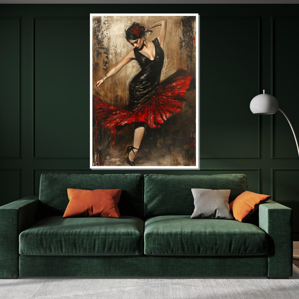 Flamenco Dancer Red Skirt Black Dress Passionate Pose Poster - Image 3