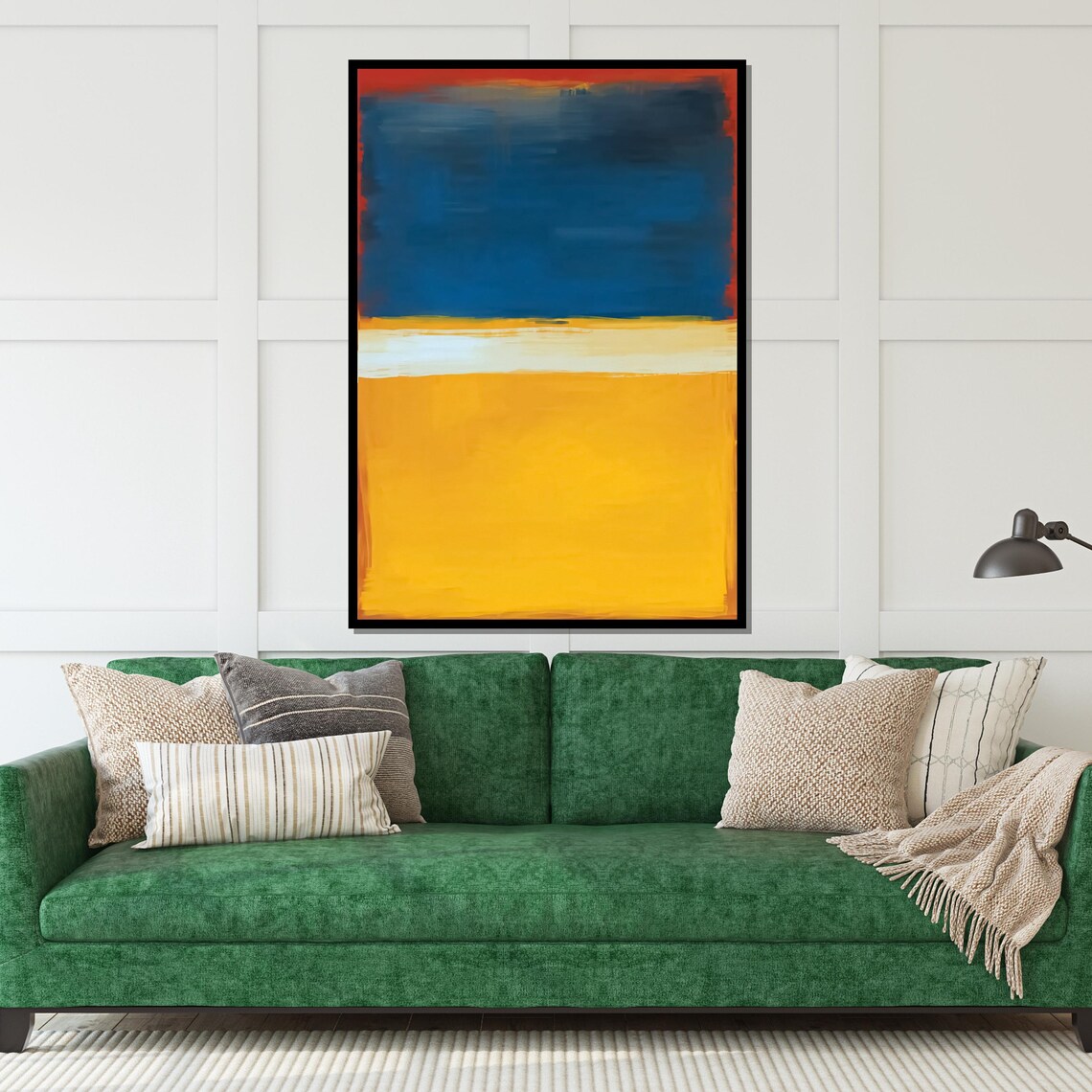 Vivid Abstract Sunset Horizon Deep Blue Yellow Art Block Poster - Image 5