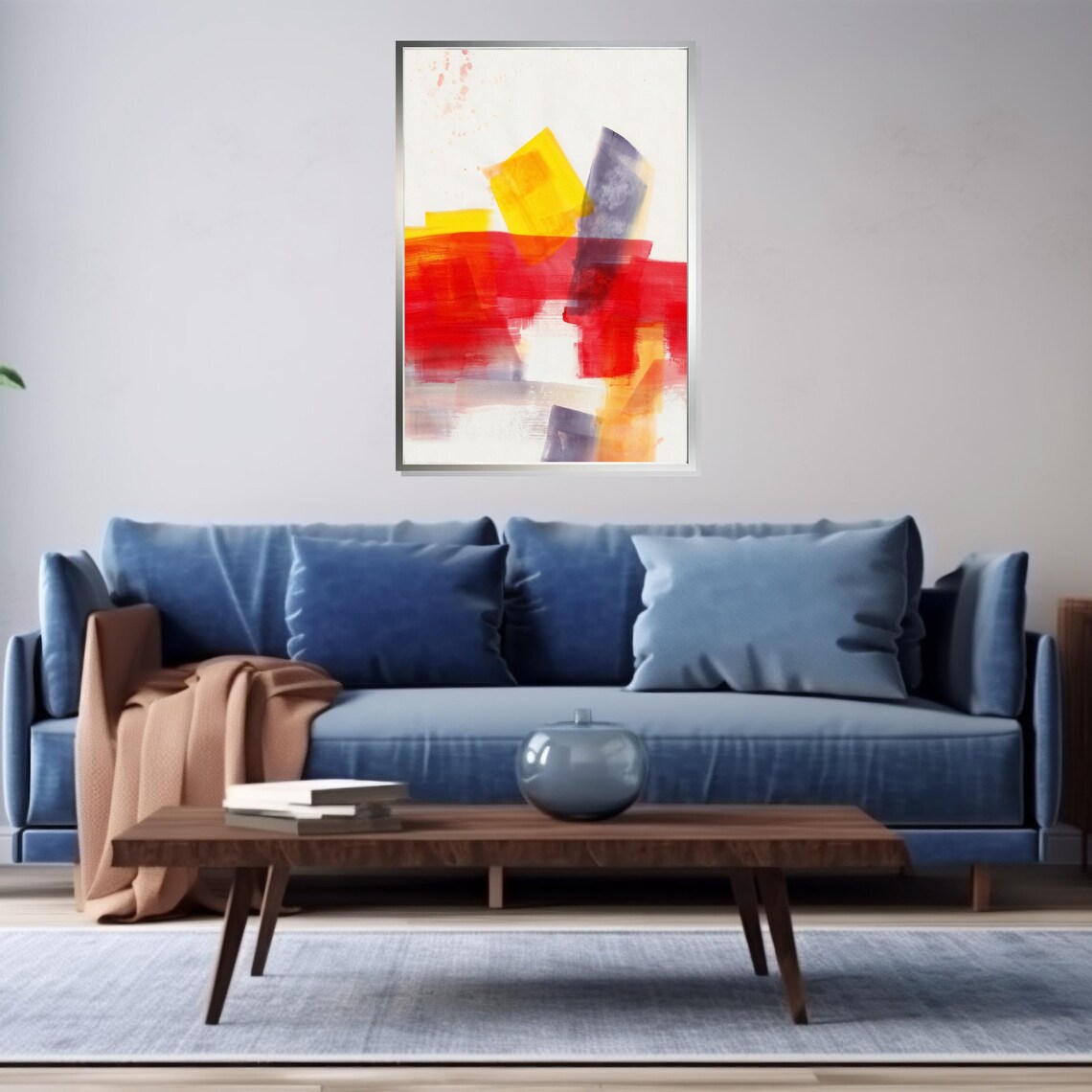 Red Yellow Color Splash Shapes Playful Modern Abstract Poster - Image 3