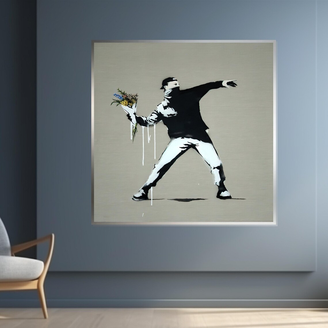 Banksy Flower Thrower Stencil Protest Street Art Wall Poster - Image 4