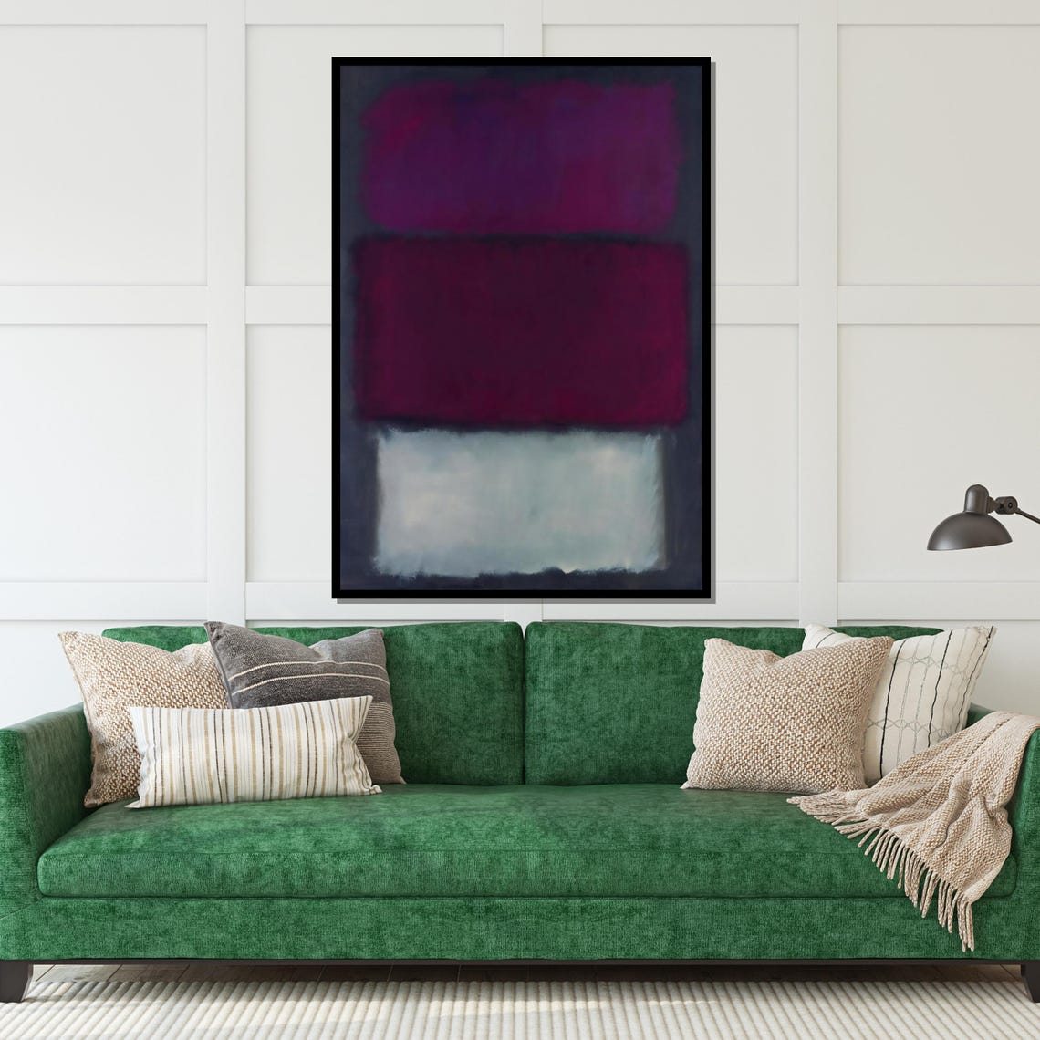 Deep Purple Red and White Color Block Abstract Fine Art Poster - Image 5
