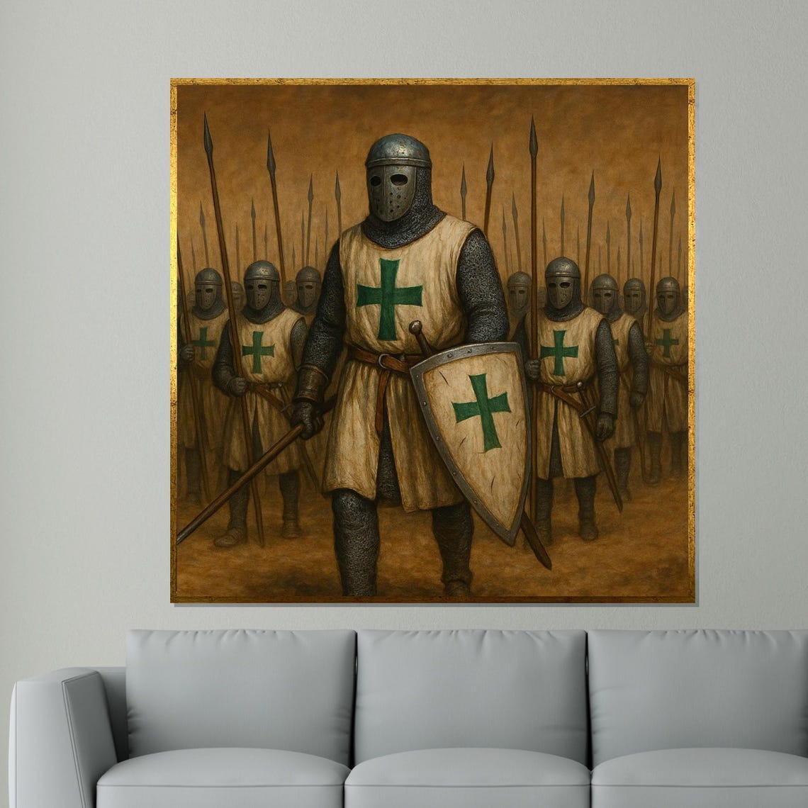 Medieval Knight Troop Templar Cross Armor Historical Battle Art Poster