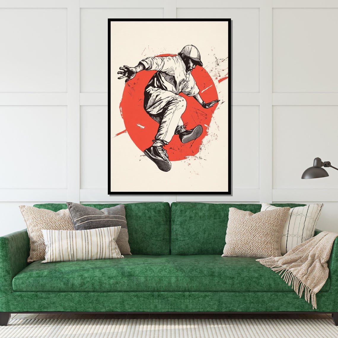 Street Breakdancer Midair Vivid Red Sun Circle Pop Art Poster - Image 5