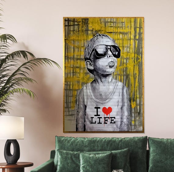 Street Art Cool Kid I Love Life Graffiti Urban Art Poster Wall Art Design Trendy Home Decor Ready To Hang